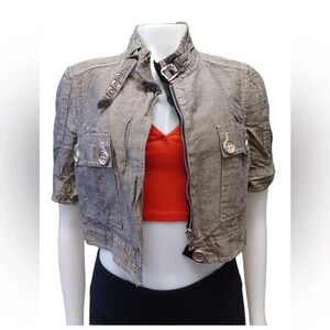 Blacky Dress Berlin Linen Blend Crop Short Sleeve Top Size  8